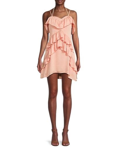 Avantlook Tiered Ruffle Mini Dress - Pink