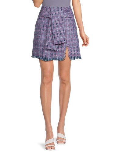 Lanvin Tweed Frayed Mini Skirt - Blue