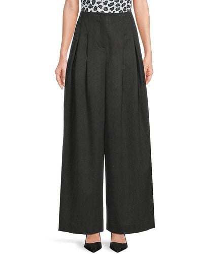 Twp Drew Pleated Front Wide Leg Trousers - Black