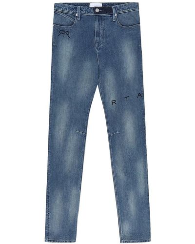 RTA Logo High Rise Slim Fit Jeans - Blue