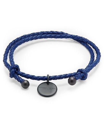 Bottega Veneta Leather Braided Bracelet - Blue