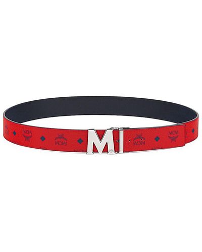 MCM Claus Reversible Cut To Size Logo Belt - Red