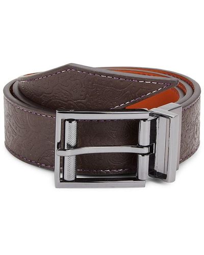 Robert Graham Diverse Paisley Reversible Faux Leather Belt - Brown