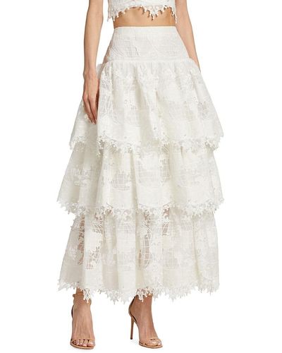 Zimmermann High Tide Tiered Lace Maxi Skirt - White