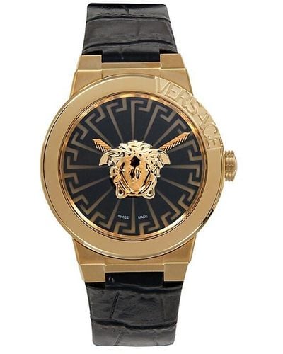 Versace Medusa Infinite Ip Yellow Gold Stainless Steel & Leather Strap Watch - Multicolor