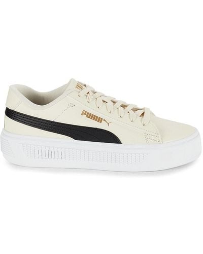 PUMA Smash Colorblock Leather Low Top Trainers - White