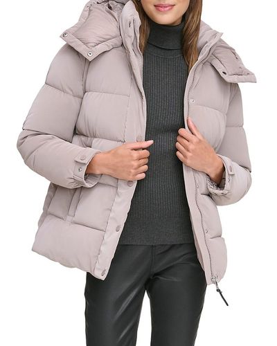 St. John Dkny Hooded Puffer Jacket - Grey