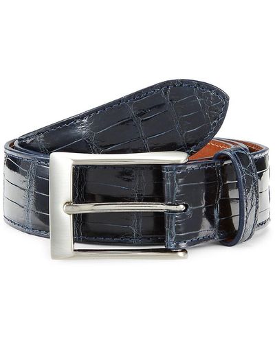 Saks Fifth Avenue Genuine Alligator Leather Lined Belt - Blue
