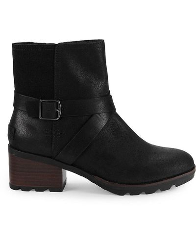 Sorel Cate Waterproof Leather Booties - Black