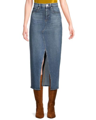 Hudson Jeans Reconstructed Denim Midi Skirt - Blue