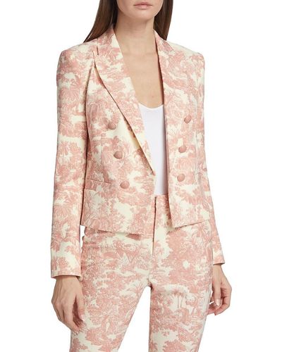 L'Agence Brooke Twill Double Breasted Blazer - Natural