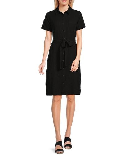 Saks Fifth Avenue Belted Knee Length Shirtdress - White