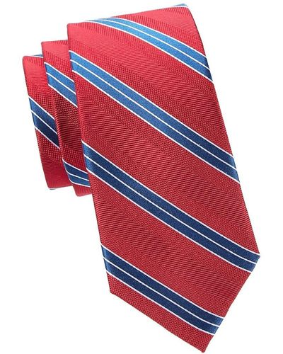 Saks Fifth Avenue Striped Silk Tie - Red