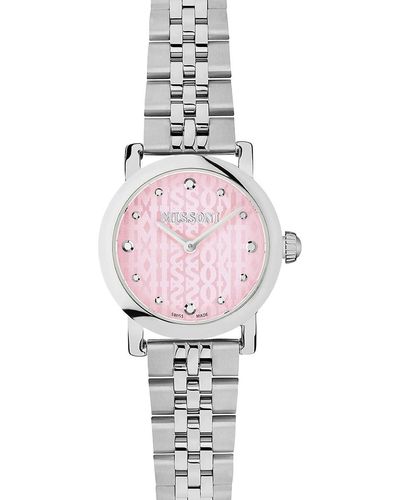 Missoni Mini Monogram 28mm Stainless Steel Bracelet Watch - Pink