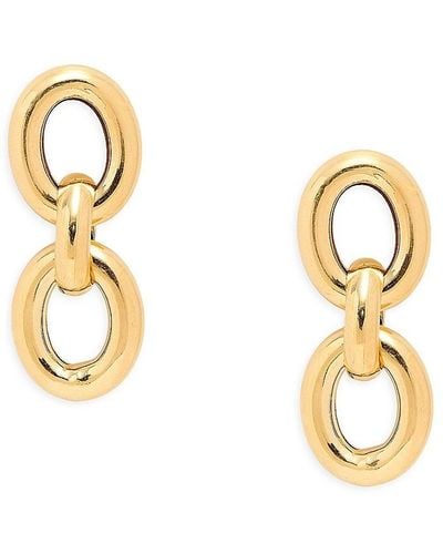 Saks Fifth Avenue 18k Goldplated Sterling Silver Bold Link Drop Earrings - Metallic