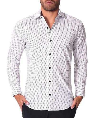 Bertigo 'Foster Micro Pattern Shirt - White