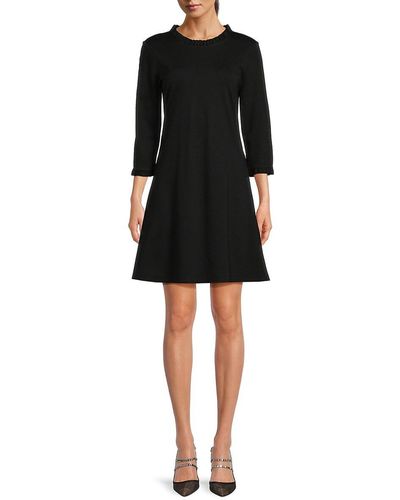 Isaac Mizrahi New York Ruffle Trim A-line Mini Dress - Black