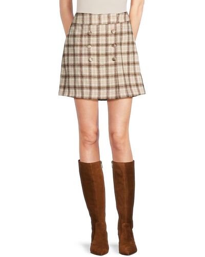 BCBGeneration Plaid Mini Skirt - White