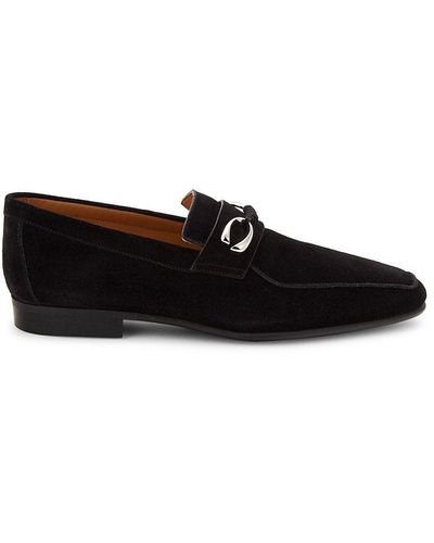 Corthay Cannes Calf Suede Loafers - Black