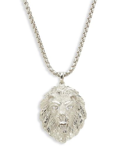 Saks Fifth Avenue Saks Fifth Avenue Sterling Lion Face Pendant Necklace - Metallic