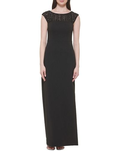 Vince Camuto Sequin Yoke Column Gown - Black