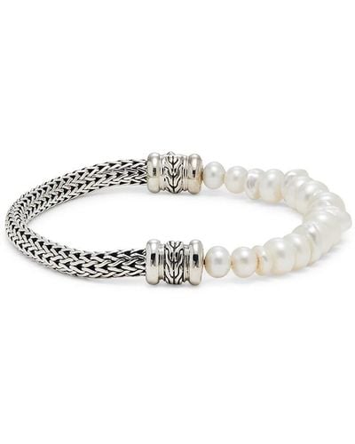 John Hardy Sterling Silver & Freshwater Pearl Chain Bracelet - White