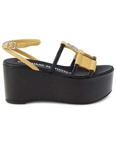 CoSTUME NATIONAL Leather Ankle Strap Sandals - Black