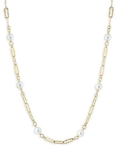 Effy 18k Goldplated Sterling Silver & 7mm Freshwater Pearl Station Necklace - White