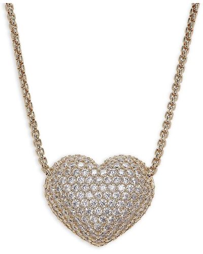 Adriana Orsini 18K Goldplated & Cubic Zirconia Puffy Heart Pendant Necklace - White