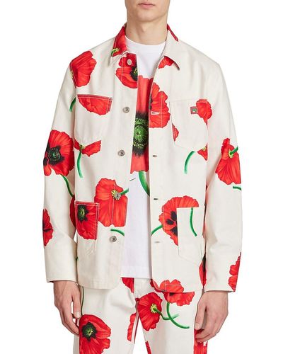 KENZO 'Floral Poppy Overshirt - Red