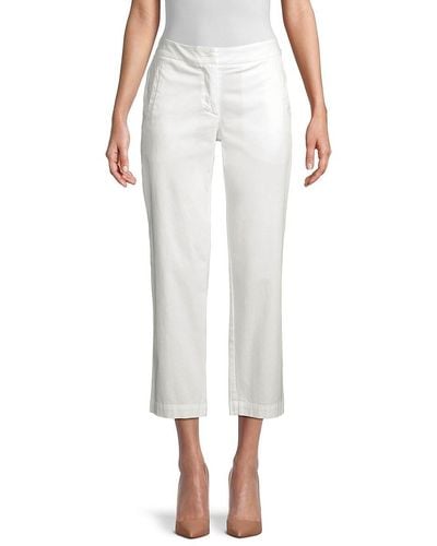 ROSSO35 Garment Dyed Straight Leg Trousers - White