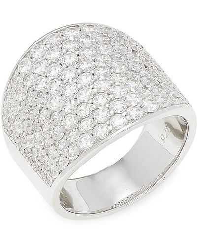 Lafonn Classic Platinum Plated Sterling & 2.95 Tcw Simulated Diamond Cigar Band Ring - White