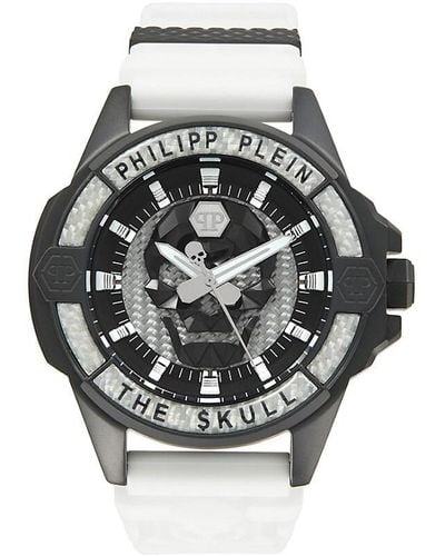 Philipp Plein The $kull Carbon Fiber 44mm Ip Black Stainless Steel & Silicone Watch - Gray