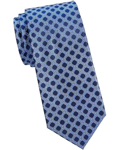 Brioni Pattern Silk Tie - Blue