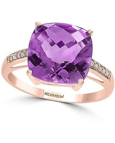 Effy February 14k Rose Gold, Amethyst & Diamond Ring/size 7 - Purple