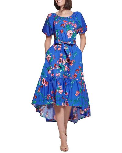 Kensie Floral High Low Dress - Blue