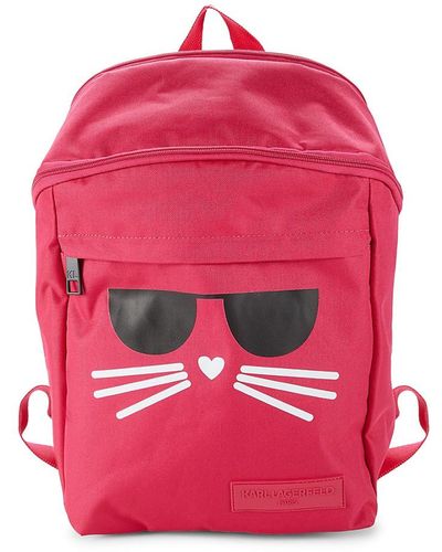 Karl Lagerfeld Cat-logo Textile Backpack - Red