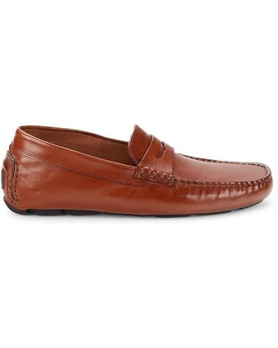 Johnston & Murphy Dayton Penny Leather Driving Loafers - Brown