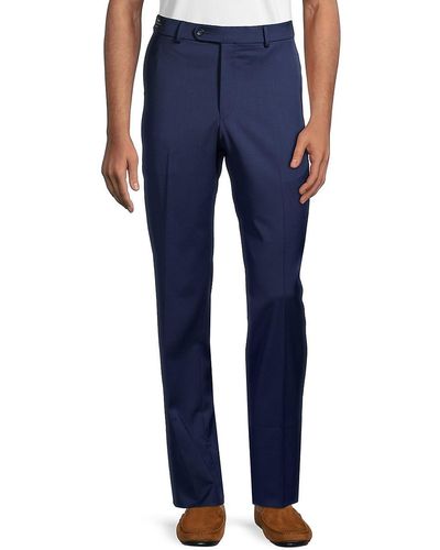 Saks Fifth Avenue Stretch Wool Gabardine Pants - Blue