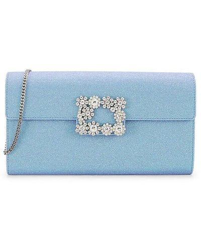 Roger Vivier Embellished Glitter Wallet On Chain - Blue