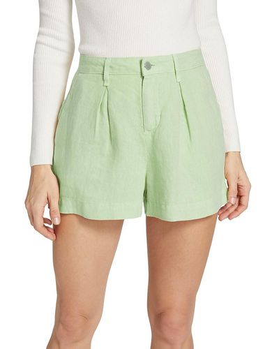 L'Agence Zahari Pleated Linen Shorts - Green