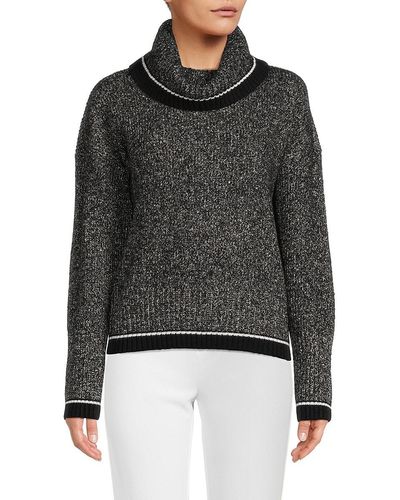 Karl Lagerfeld Heathered Striped Sweater - Black