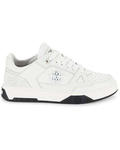 Roberto Cavalli Leather Low Top Trainers - White