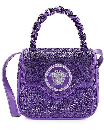 Versace Mini Studded Medusa Top Handle Bag - Purple