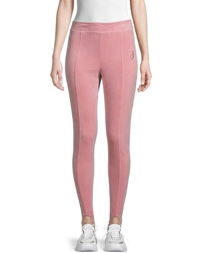 Juicy Couture Pintucked Velour Logo Stirrup leggings - Pink