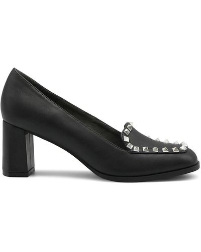 Adrienne Vittadini Vatner Studded Block Heel Court Shoes - Black