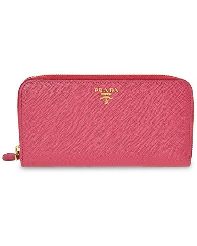 Prada Saffiano Leather Zip-around Wallet - Pink