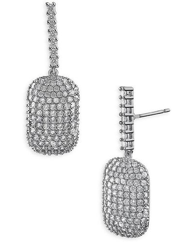 CZ by Kenneth Jay Lane Look Of Real Rhodium Plated & Pavé Cubic Zirconia Drop Earrings - White