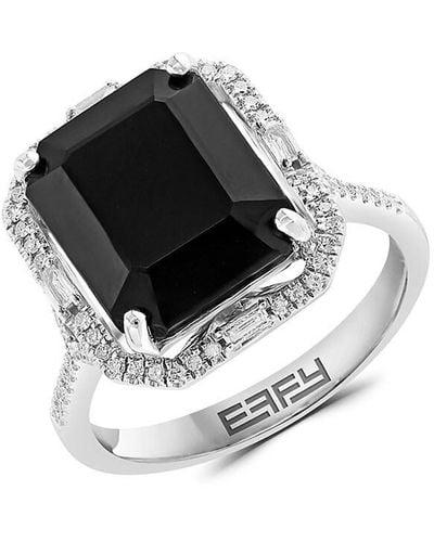 Effy 14k White Gold, Onyx & Diamond Ring - Black