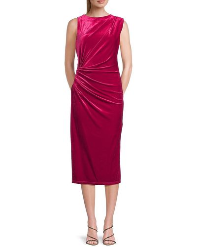 Sam Edelman Ruched Velvet Dress - Red